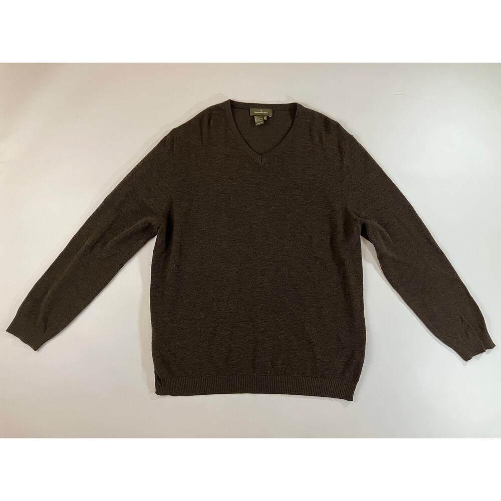 Ermenegildo Zegna Men L 52 Brown Wool Blend Crewneck Sweater Made in Italy